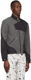 HELIOT EMIL Grey & Black Paneled Fleece Jacket