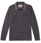 Remi Relief - Embellished Denim Shirt - Gray