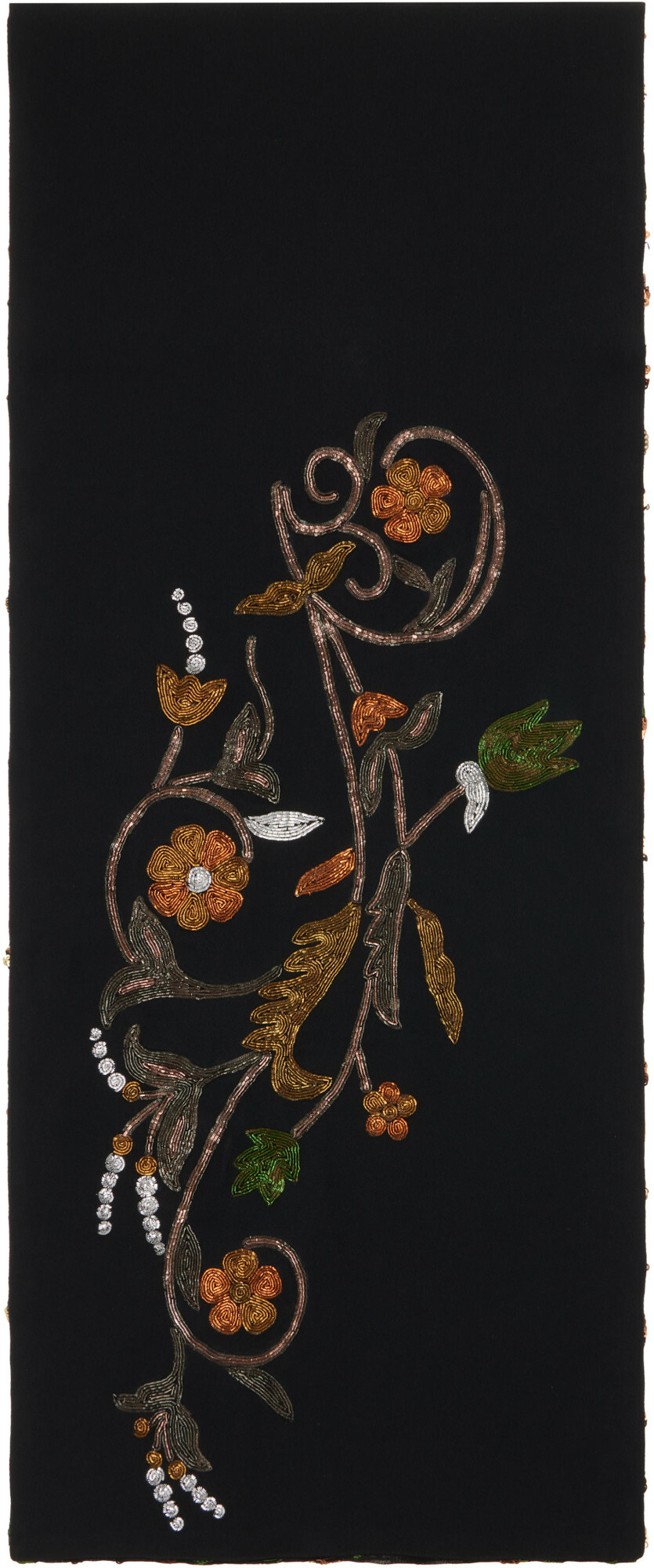 Dries Van Noten Black Embroidered Scarf