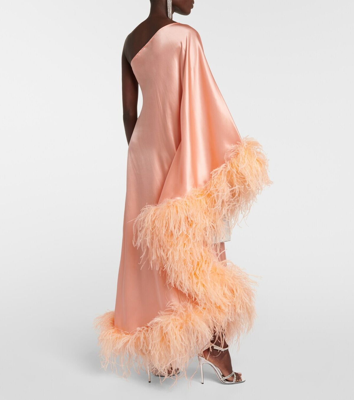 Taller Marmo Ubud feather-trimmed silk maxi dress