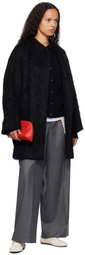 AURALEE Black Brushed Mohair Shaggy Coat