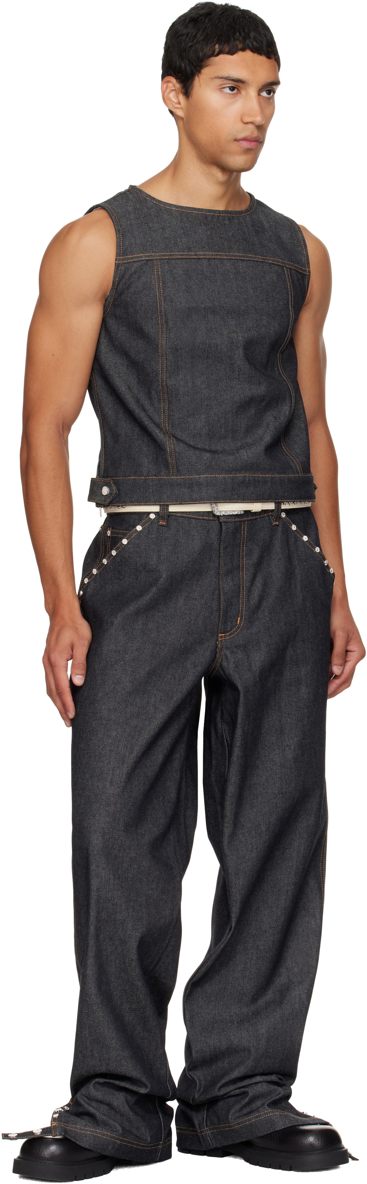 Veneda Carter SSENSE Exclusive Navy Studded Jeans