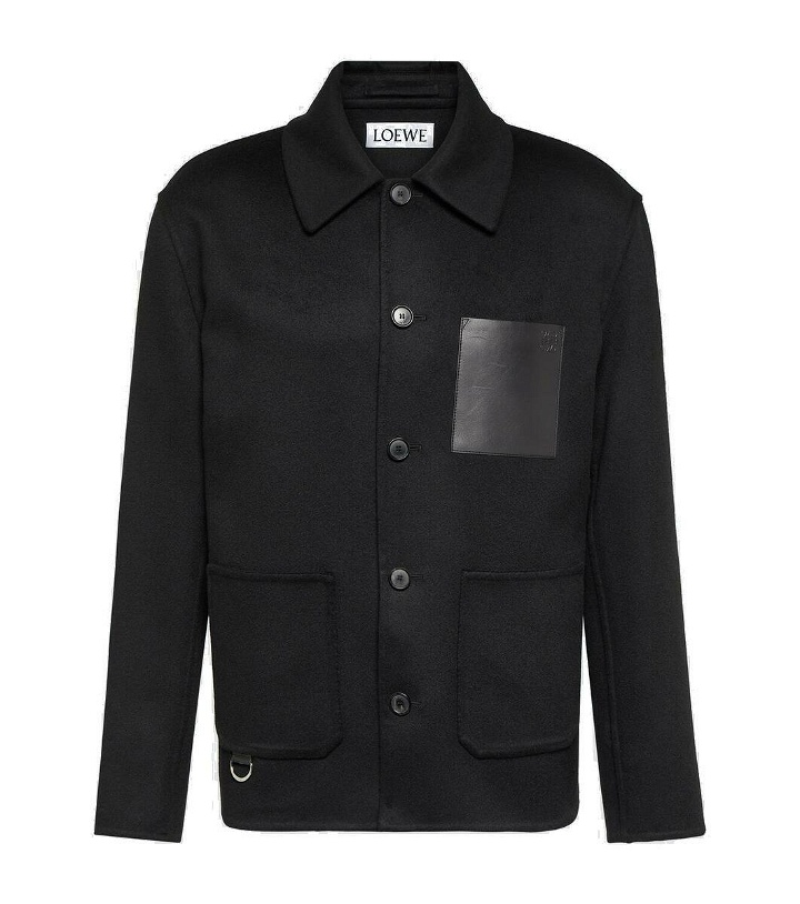 Photo: Loewe Leather-trimmed wool and cashmere overshirt