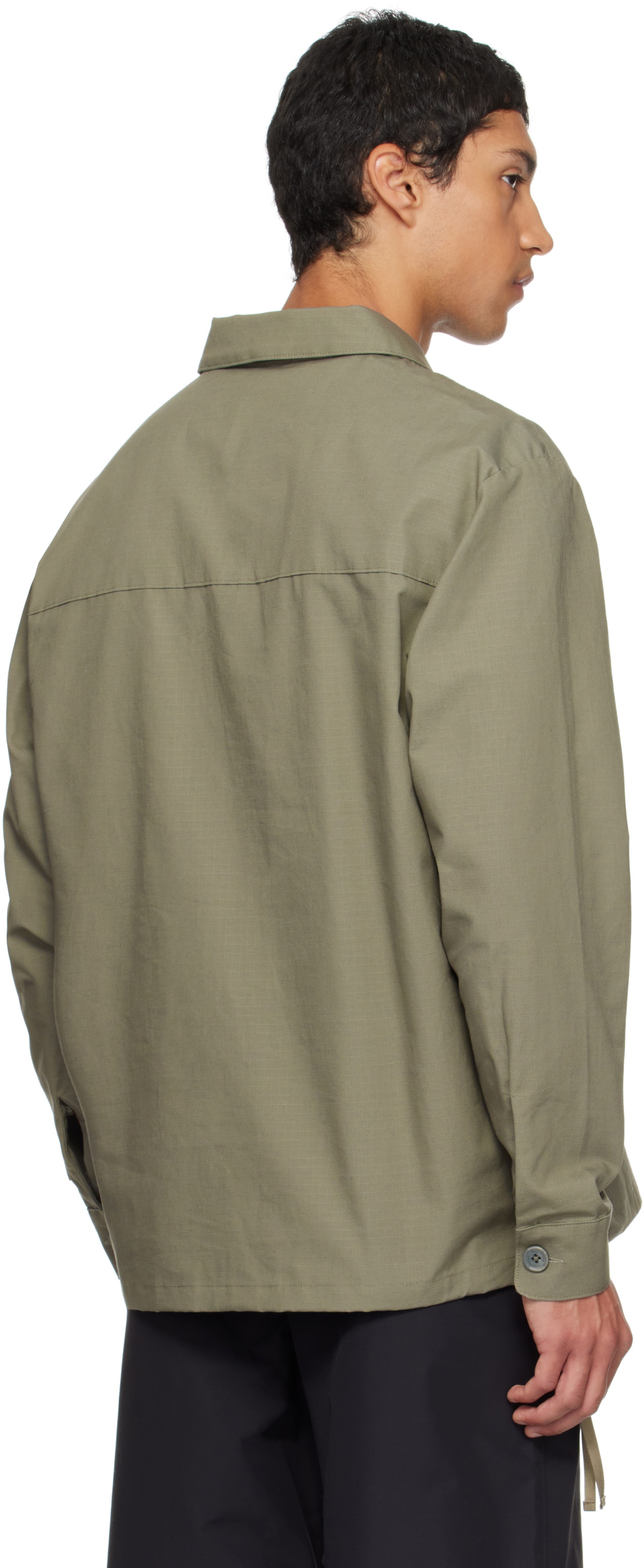 Reese Cooper Khaki Cotton Ripstop Pullover Cargo Shirt