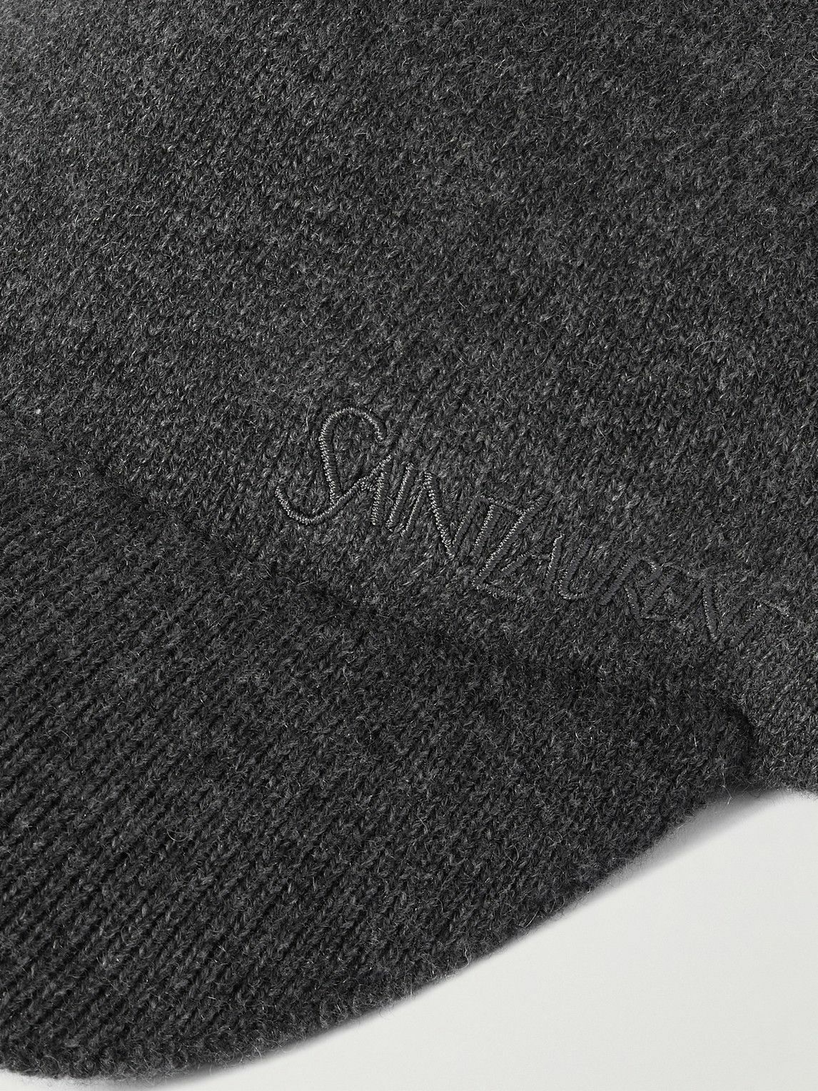 SAINT LAURENT - Logo-Embroidered Ribbed Cashmere Baseball Cap - Gray