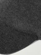 SAINT LAURENT - Logo-Embroidered Ribbed Cashmere Baseball Cap - Gray
