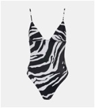 Stella McCartney Zebra-print high-leg swimsuit