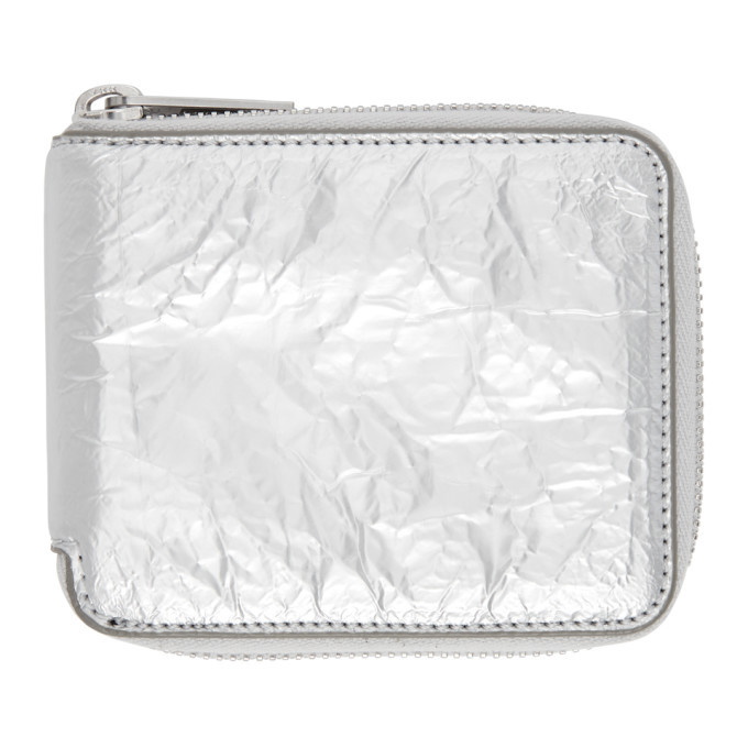 Photo: Maison Margiela Silver Crinkled Zip-Around Wallet