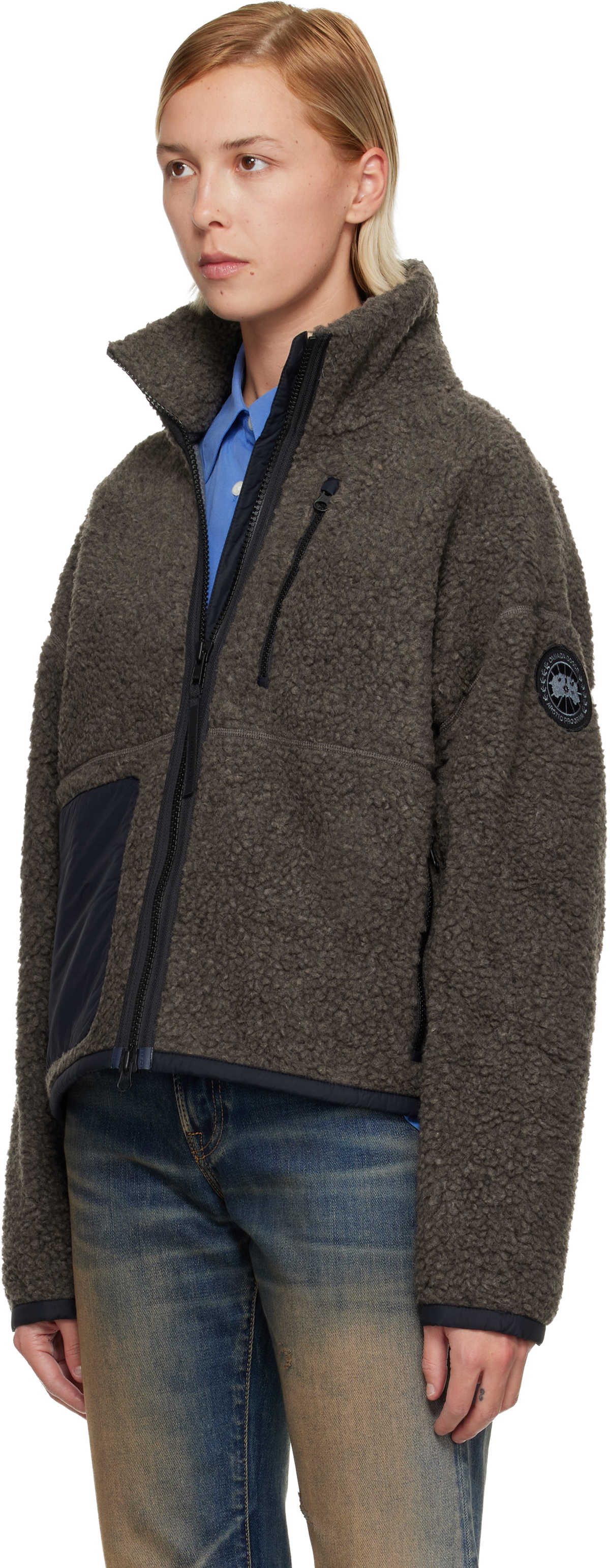 Canada Goose Taupe Simcoe Zip Up Fleece Sweater Jacket