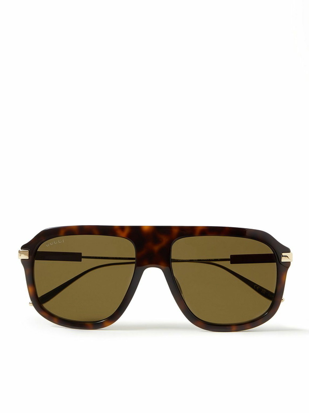 Photo: Gucci Eyewear - Aviator-Style Tortoiseshell Acetate and Gold-Tone Sunglasses