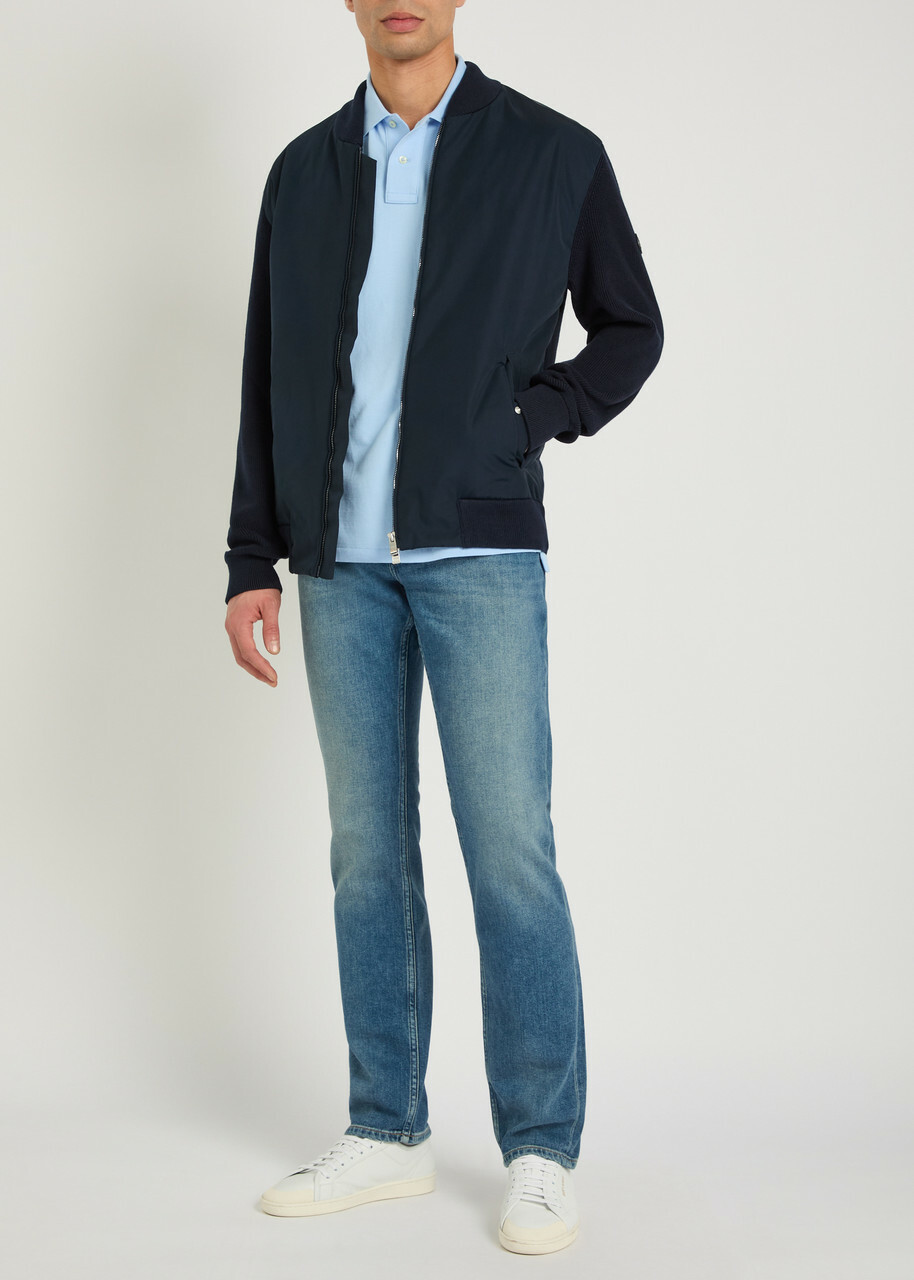 Boss Quilted Knit Cotton and Shell Jacket Navy