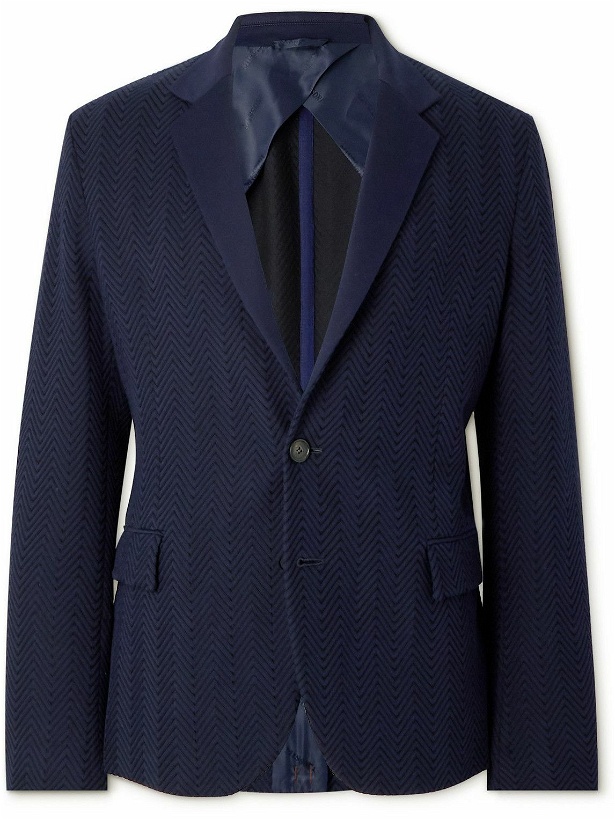 Photo: Missoni - Zigzag Cotton-Blend Jacquard Suit Jacket - Blue