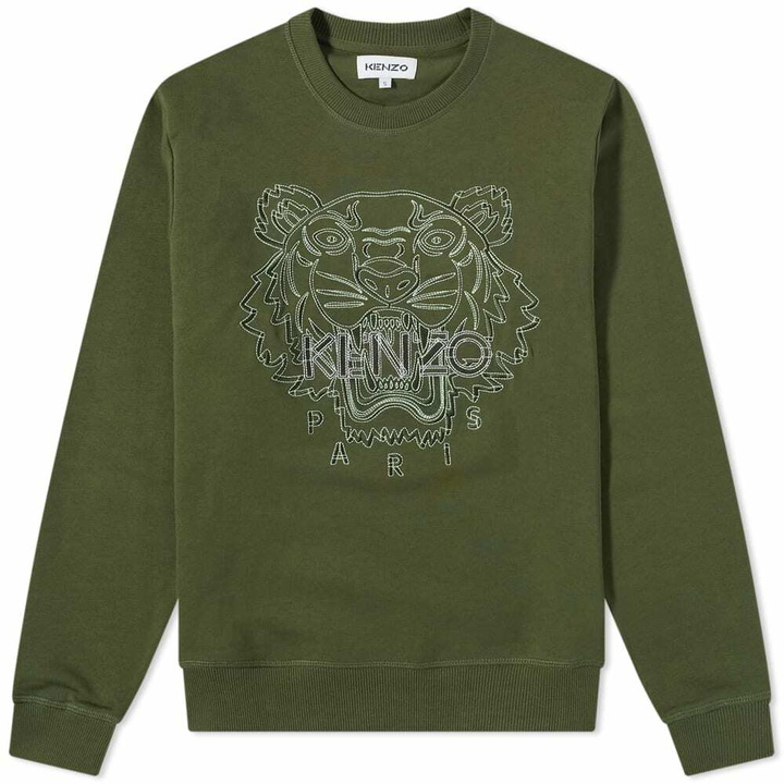 Photo: Kenzo Men's Actua Tiger Crew Sweat in Dark Khaki