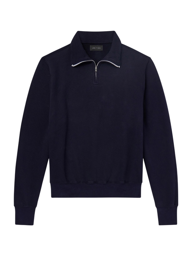 Photo: Les Tien - Yacht Garment-Dyed Cotton-Jersey Half-Zip Sweatshirt - Blue