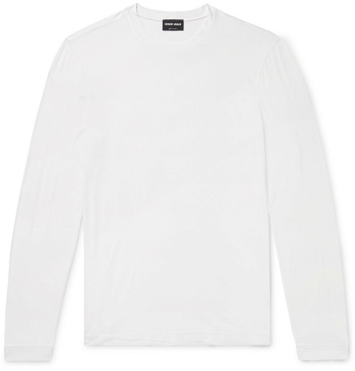 Photo: Giorgio Armani - Slim-Fit Stretch-Jersey T-Shirt - White