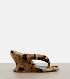 Balenciaga Gaeta calf hair wedge thong sandals