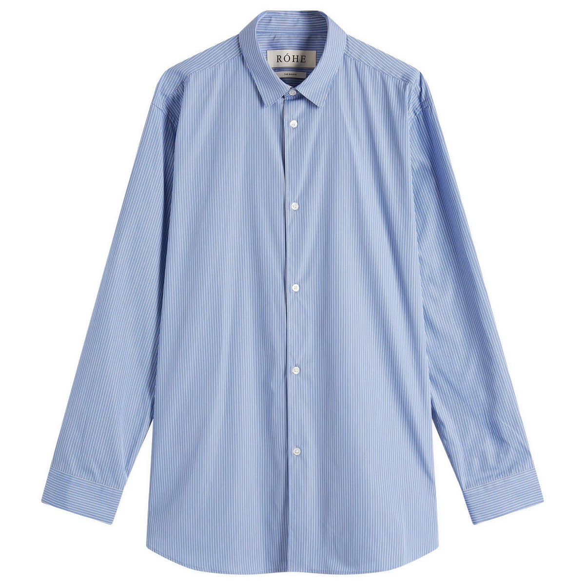 Róhe Men's Stripe Long Sleeve Shirt in Light Blue/White