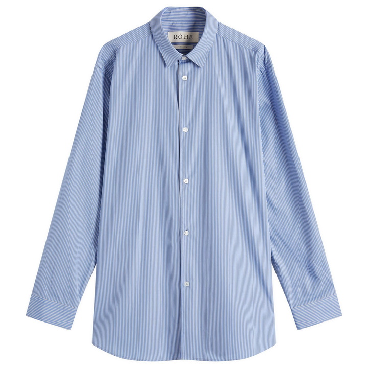 Photo: Róhe Men's Stripe Long Sleeve Shirt in Light Blue/White