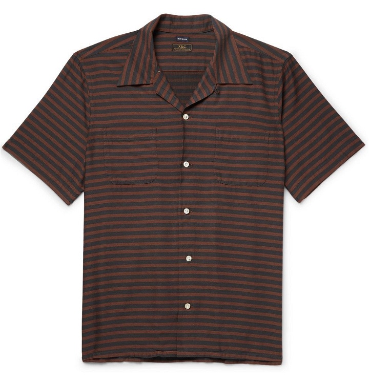 Photo: Freemans Sporting Club - Camp-Collar Striped Cotton-Blend Twill Shirt - Men - Brown