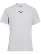 CASTORE - Logo-Print Perforated Stretch-Jersey T-Shirt - Gray