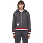 Thom Browne Grey Relaxed Rib RWB Stripe Hoodie