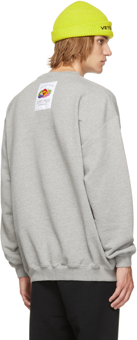 VETEMENTS Grey 'Cutest Of The Fruits' Sweatshirt Vetements