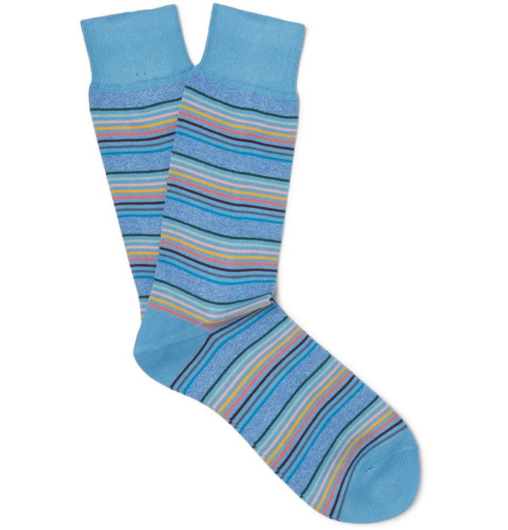 Photo: Paul Smith - Striped Cotton-Blend Socks - Men - Blue