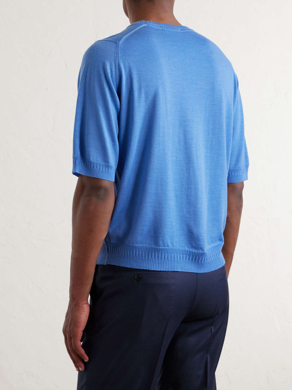 John Smedley - Bill Nighy Merino Wool T-Shirt - Blue