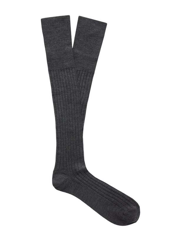 Photo: Brunello Cucinelli - Ribbed Wool and Cashmere-Blend Socks - Black
