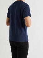 AMI PARIS - Logo-Embroidered Mélange Cotton-Jersey T-Shirt - Blue