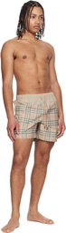Burberry Beige Gradient Check Swim Shorts
