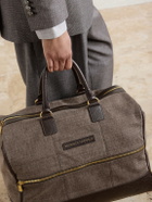 Brunello Cucinelli - Boston Leather-Trimmed Woven Weekend Bag