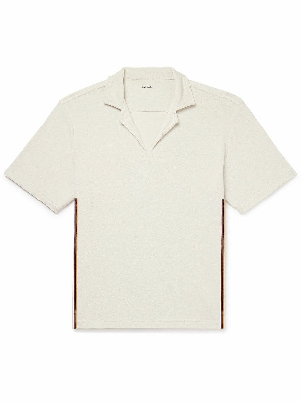 Photo: Paul Smith - Logo-Appliquéd Striped Cotton-Blend Terry Polo Shirt - Neutrals