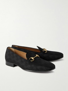 GUCCI - New Gallipoli Horsebit-Detailed Canvas-Jacquard Loafers - Black