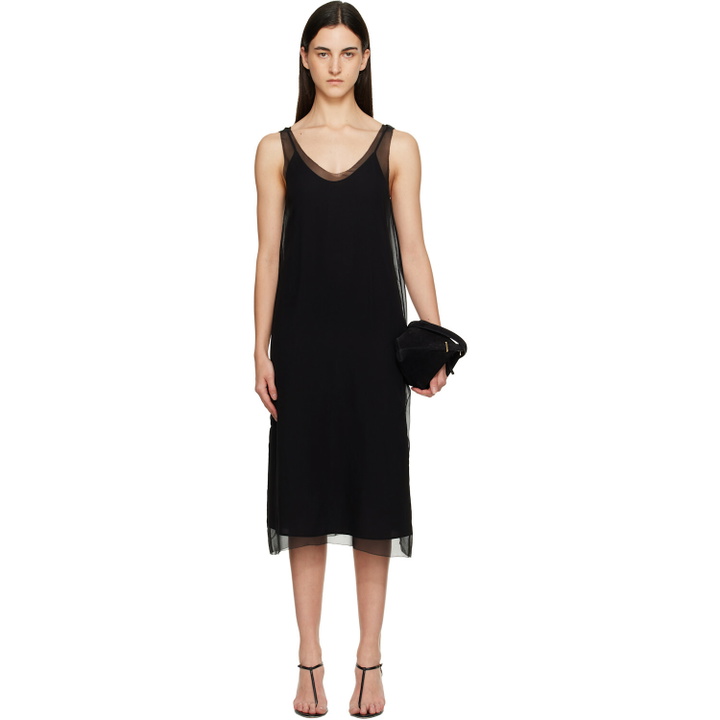 Photo: TOTEME Black Chiffon Slip Midi Dress