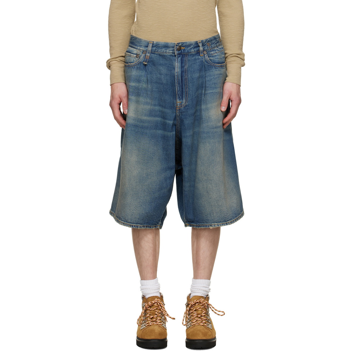 R13 Indigo Jesse Denim Shorts