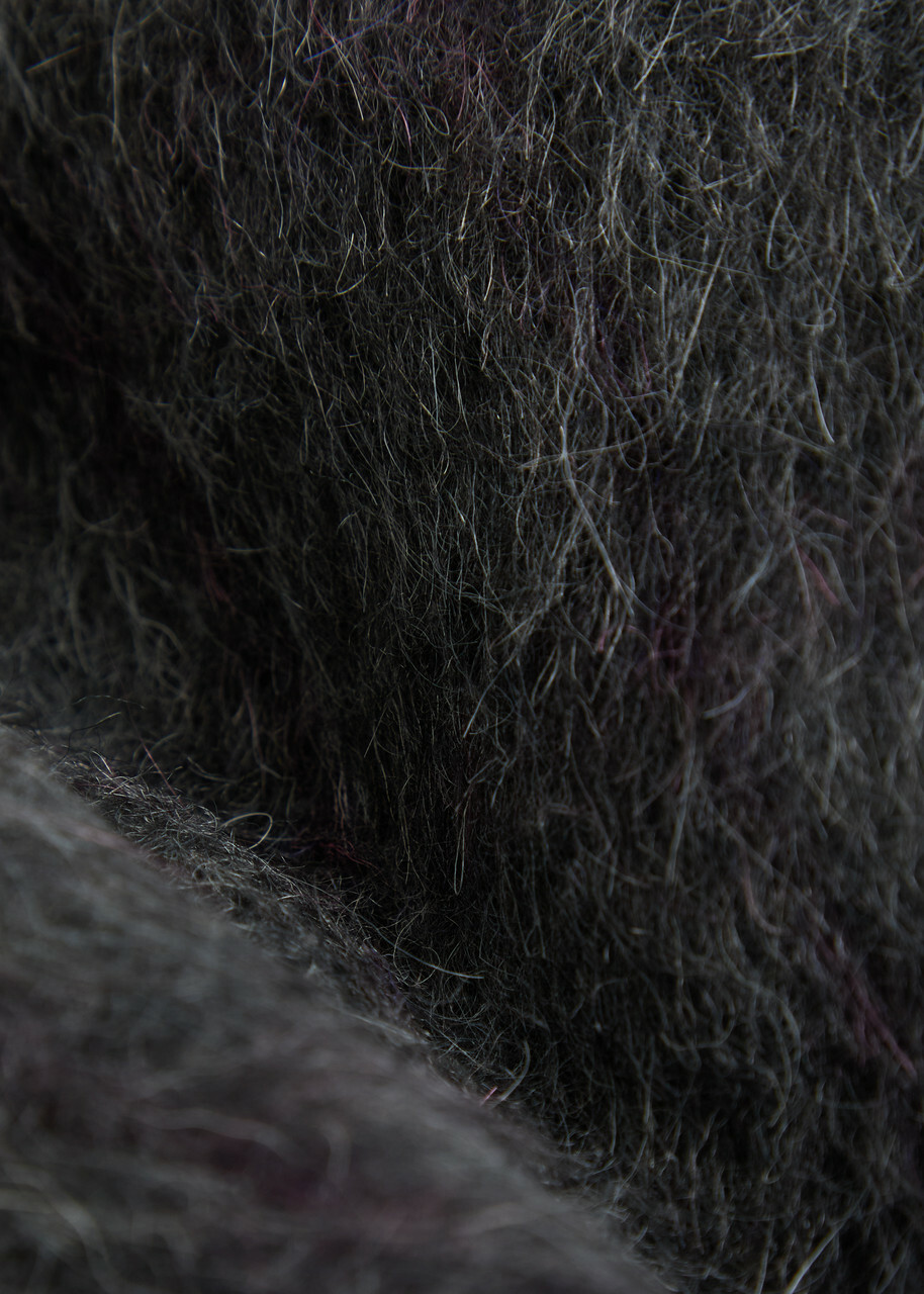 Our Legacy Hooded Checked Brushed Knit Jumper Plum
