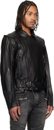 Balmain Black Lightweight Lambskin Leather Biker Jacket