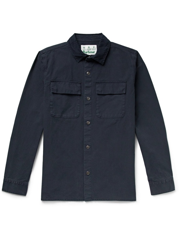 Photo: BARBOUR WHITE LABEL - Nico Corduroy-Trimmed Cotton-Twill Overshirt - Blue - M