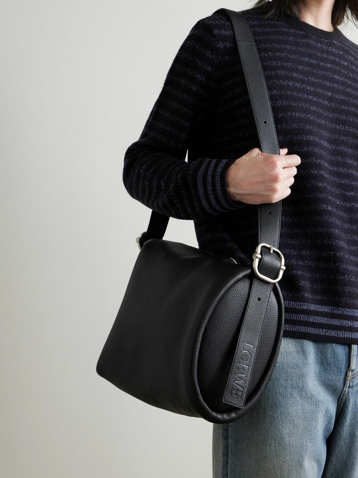 Loewe Loop LOEWE - Loop Medium Logo-Debossed Leather Bucket Bag Loewe