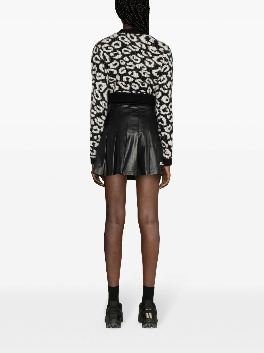 J.Lindeberg Black Mallory Leopard-Pattern Cardigan