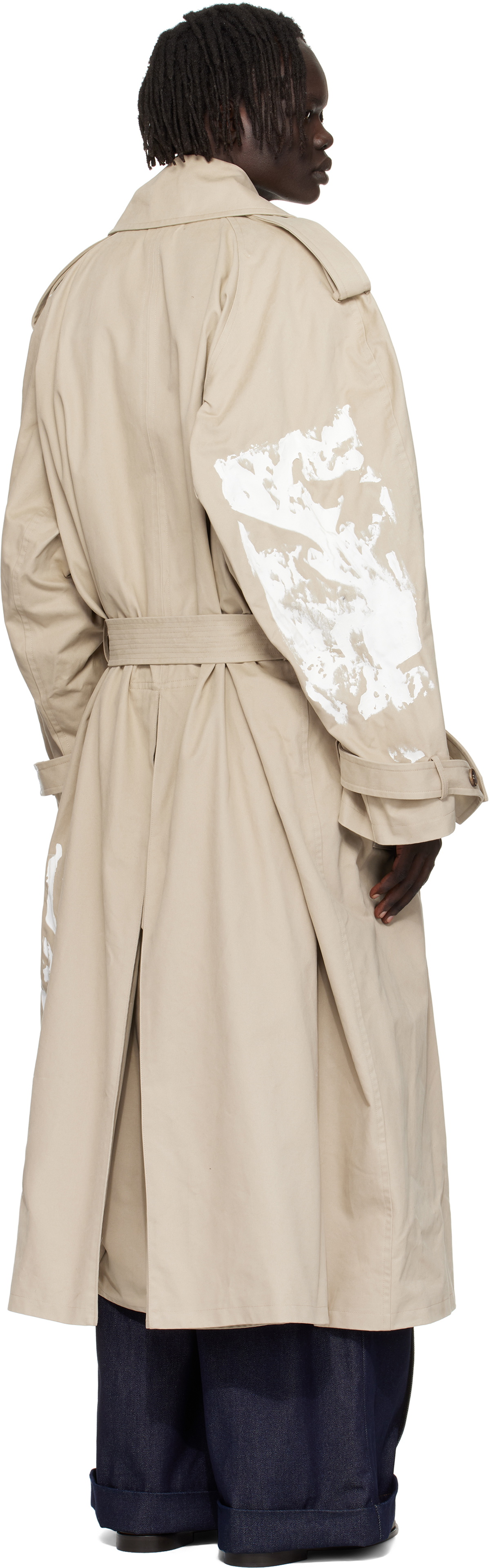 Hed Mayner Beige Painted Trench Coat