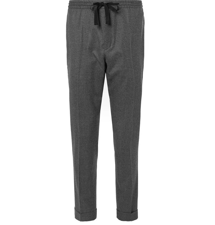 Photo: Officine Generale - Drawstring Puppytooth Wool-Flannel Trousers - Men - Gray