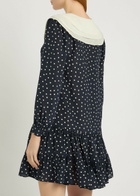 Rixo Valetta Polka dot Silk-chiffon Mini Dress Navy
