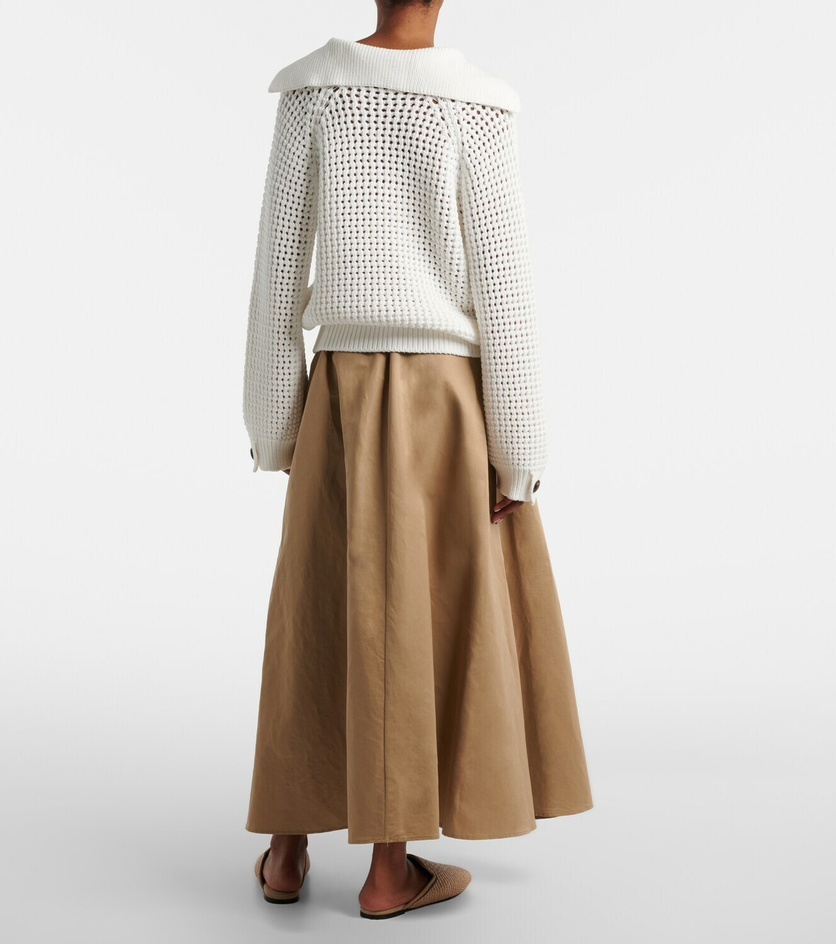Brunello Cucinelli Cotton-blend midi skirt