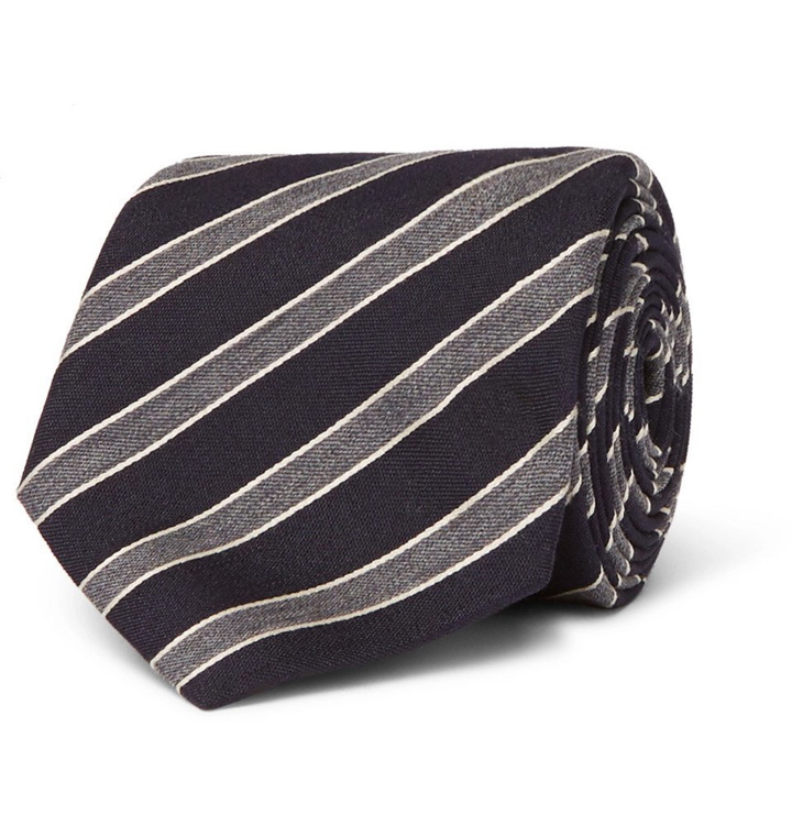Photo: Canali - 8cm Striped Wool and Silk-Blend Tie - Men - Midnight blue