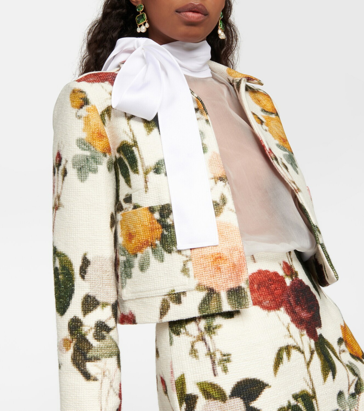 Oscar de la Renta Floral cotton-blend jacket