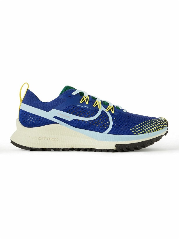 Photo: Nike Running - React Pegasus Trail 4 Rubber-Trimmed Mesh Running Sneakers - Blue