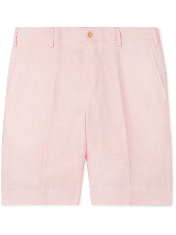 Photo: ANDERSON & SHEPPARD - Wide-Leg Linen Bermuda Shorts - Pink