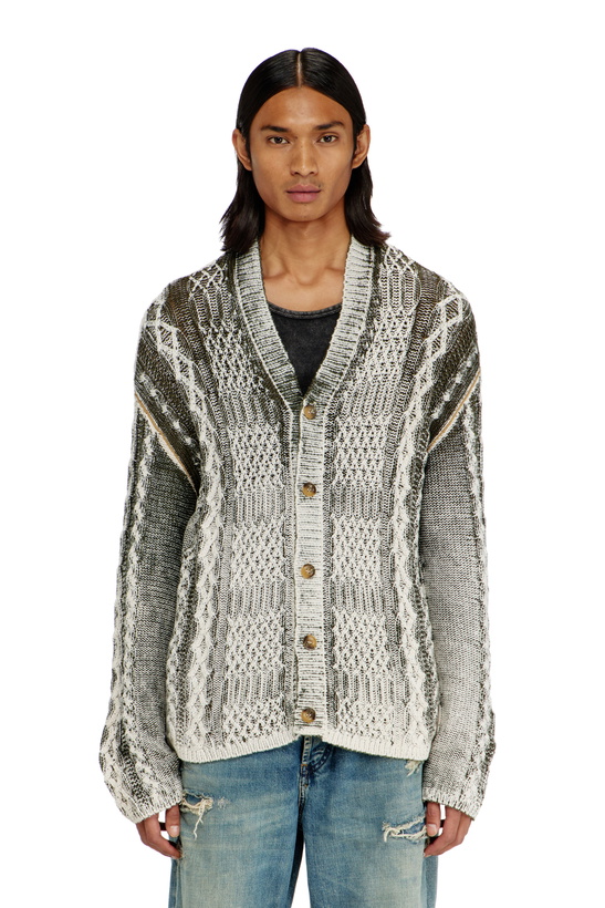Photo: Diesel Treated cable-knit cardigan - Knitwear Mens in Multicolor
